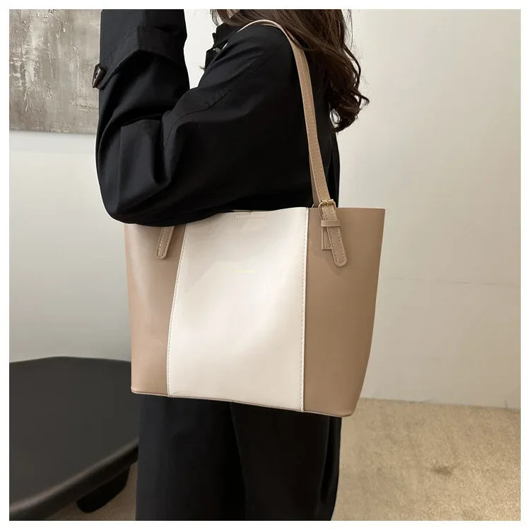 Retro Minimalist Large Capacity Commuter Bag Women's Winter New Fashion Handbag Shoulder Bag Tote Bag Soft Polyester Lining