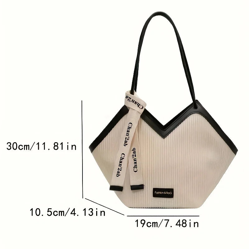 love design tote bag trendy large capacity shoulder bag faux leather simple bag for work