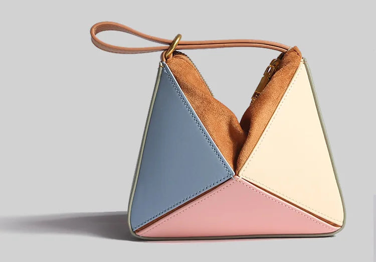 Turkey Style Designer Fold Trianglewomen's Handbag Winter Patchwork Candy Color Versatile Unique Leisure Female Bags