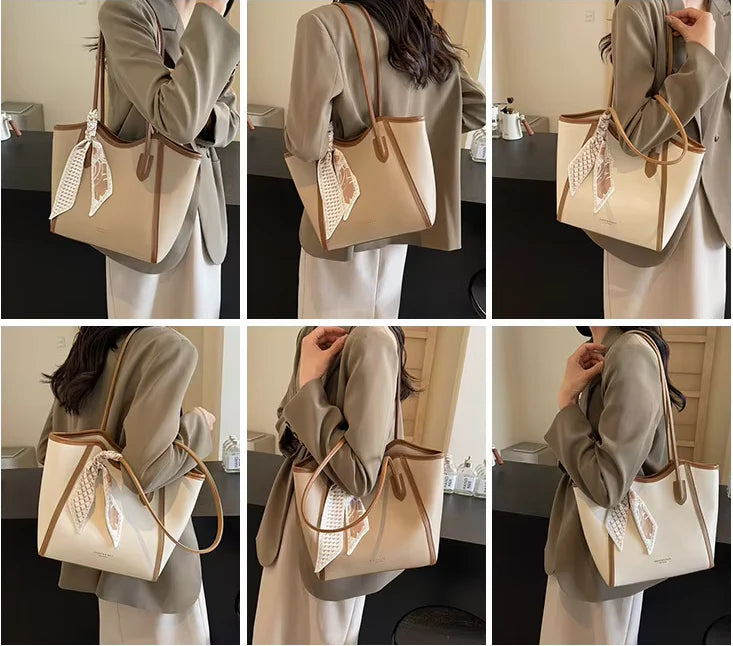 Luxury Designer Handbags Purses With Scarf Decorated