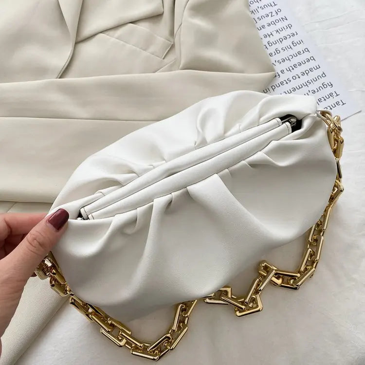 Gold Chain Shoulder Bags for Women 2020 Solid Color Luxury Cloud Bag Female Crossbody Messenger Handbags Lady Party Clutch