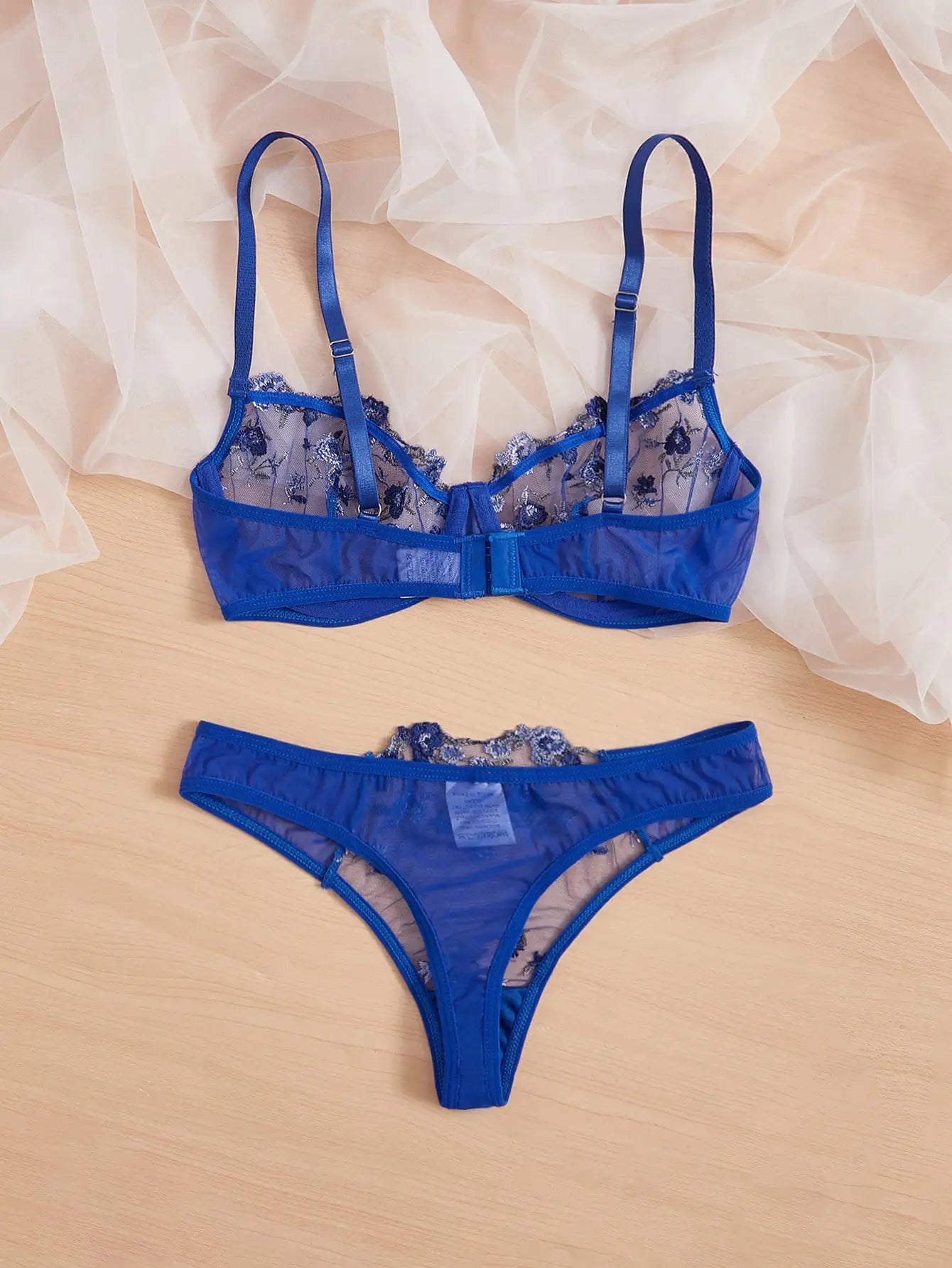 Floral Embroidery Lingerie Set Underwire Push Up Bra Set Women Underwear Erotic Lingerie Lace Underwear Bralette&Briefs Set 2023