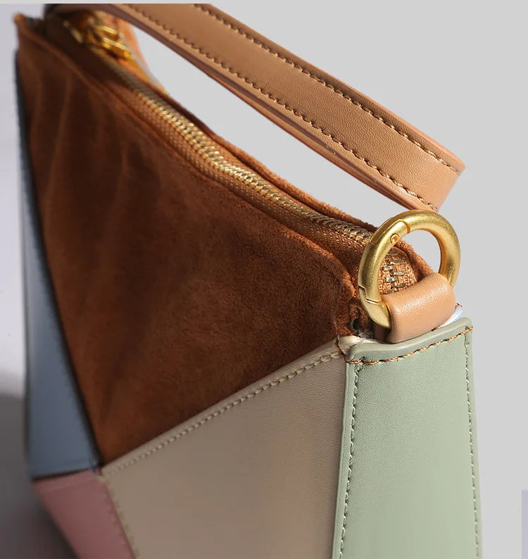 Turkey Style Designer Fold Trianglewomen's Handbag Winter Patchwork Candy Color Versatile Unique Leisure Female Bags