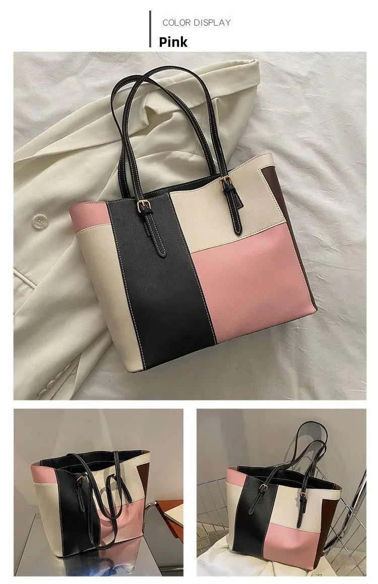 Casual Candy Color Spliced Women's Shoulder Bag Soft Surface Single Shoulder Bag Simple Handheld Bag Hip Hop Style Square Shape