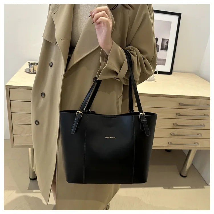 Retro Minimalist Large Capacity Commuter Bag Women's Winter New Fashion Handbag Shoulder Bag Tote Bag Soft Polyester Lining