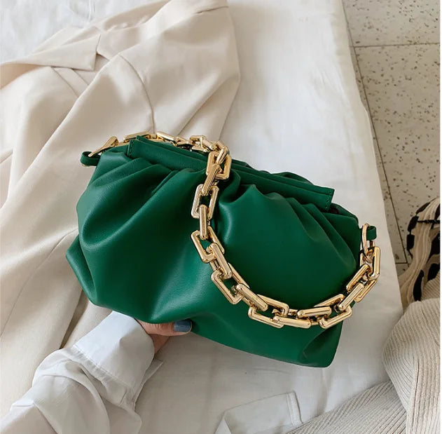 Gold Chain Shoulder Bags for Women 2020 Solid Color Luxury Cloud Bag Female Crossbody Messenger Handbags Lady Party Clutch