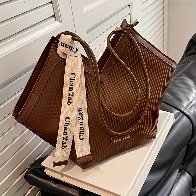 love design tote bag trendy large capacity shoulder bag faux leather simple bag for work