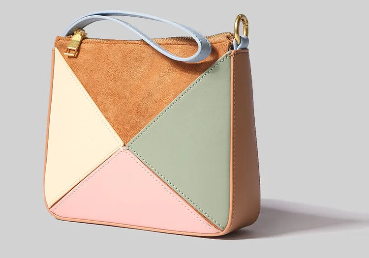 Turkey Style Designer Fold Trianglewomen's Handbag Winter Patchwork Candy Color Versatile Unique Leisure Female Bags