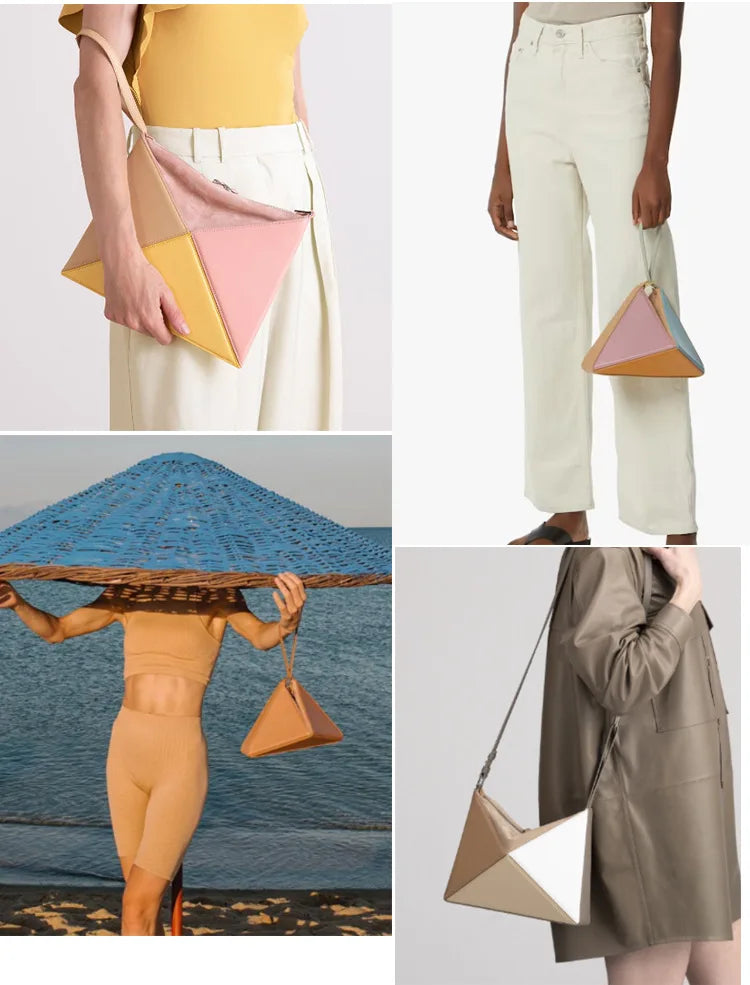 Turkey Style Designer Fold Trianglewomen's Handbag Winter Patchwork Candy Color Versatile Unique Leisure Female Bags