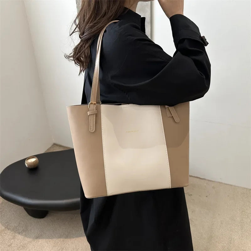 Retro Minimalist Large Capacity Commuter Bag Women's Winter New Fashion Handbag Shoulder Bag Tote Bag Soft Polyester Lining