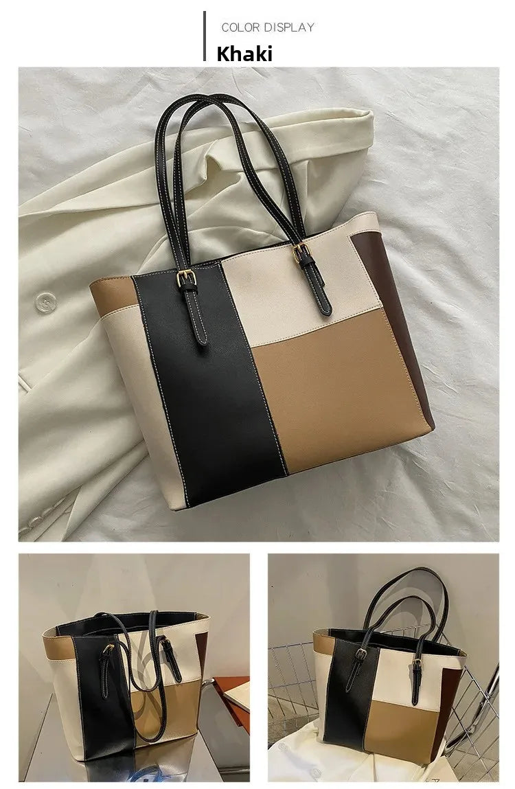 Casual Candy Color Spliced Women's Shoulder Bag Soft Surface Single Shoulder Bag Simple Handheld Bag Hip Hop Style Square Shape