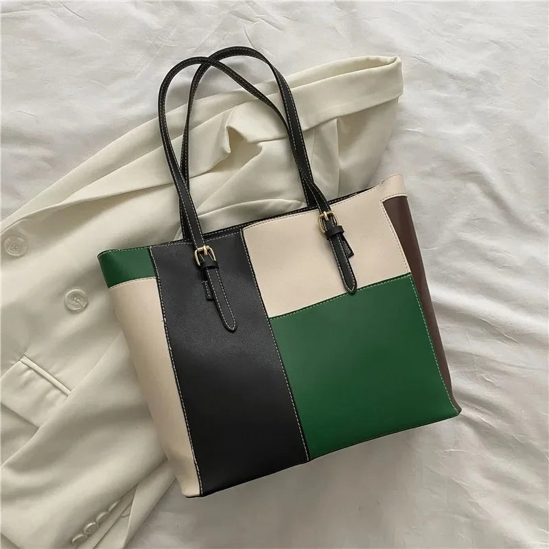 Casual Candy Color Spliced Women's Shoulder Bag Soft Surface Single Shoulder Bag Simple Handheld Bag Hip Hop Style Square Shape