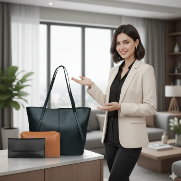 Designer Vintage Women's 3 Pcs Bag Set Curvy Ware -CR-054