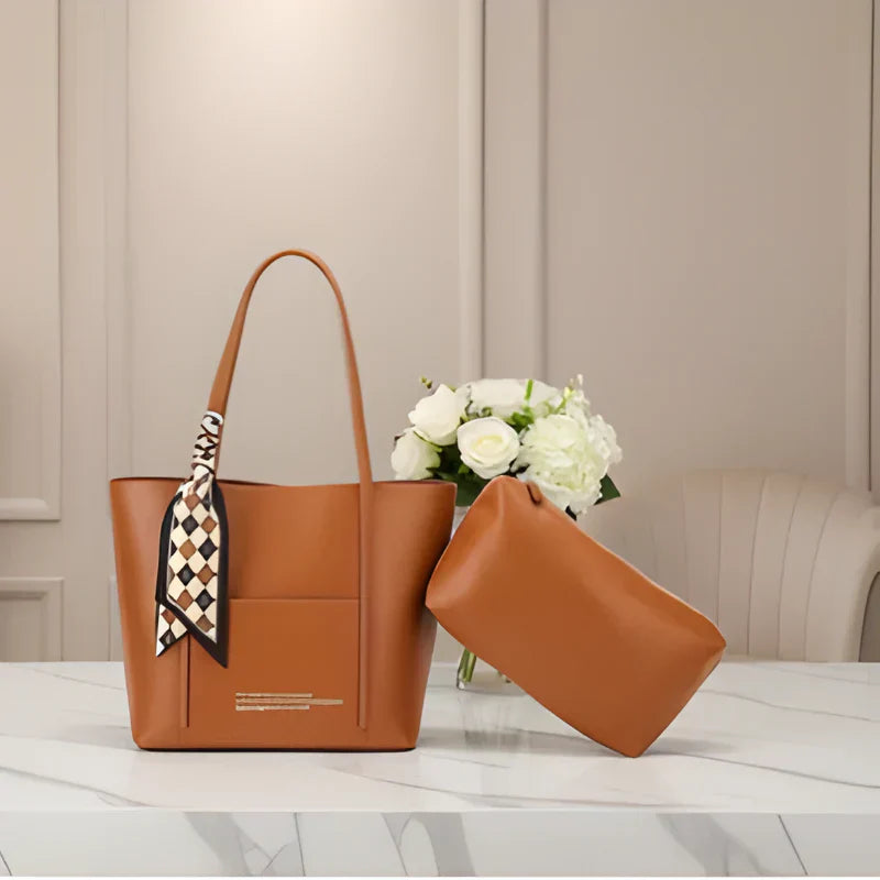 Elegant 2 Piece Tote Bag with Scarf Accent Curvy Ware-CR-049
