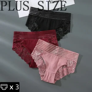 Floral Lace Panties Plus Size Women Underwear Transparent Sexy